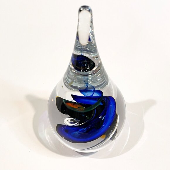 Marian Pyrcak Teardrop Glass Paperweight Signed Polish Studio Art Glass 5.5" - Picture 8 of 9